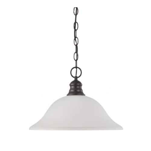 Nuvo 100W 16-in Hanging Pendant Fixture w/ Frosted White Glass, 1 Light, Mahogany Bronze