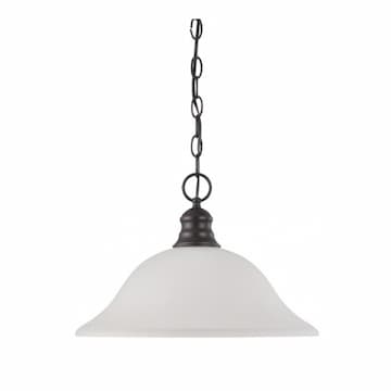 100W 16-in Hanging Pendant Fixture w/ Frosted White Glass, 1 Light, Mahogany Bronze
