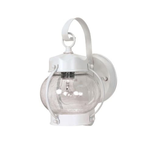 Nuvo 60W Onion Outdoor Wall Fixture w/ Clear Seed Glass, 1 Light, White