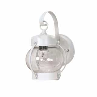 60W Onion Outdoor Wall Fixture w/ Clear Seed Glass, 1 Light, White