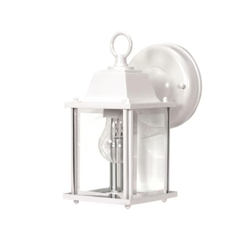 60W Cube Wall Lantern w/ Clear Beveled Glass, White