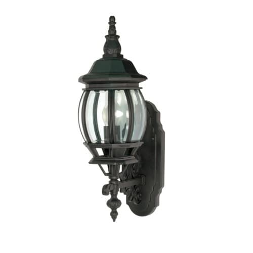 100W Central Park LED Wall Lantern w/ Clear Beveled Glass, 1 Light, Textured Black