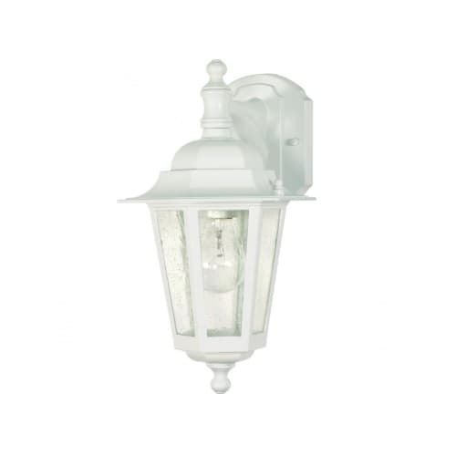 Nuvo 60W Cornerstone Wall Lantern w/ Clear Seed Glass, 1 Light, White