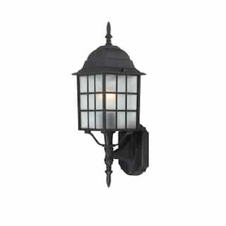 100W Adams LED Wall Lantern w/ Frosted Glass, 1 Light, Textured Black, 18-in