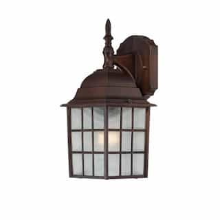 100W Adams LED Wall Lantern w/ Frosted Glass, 1 Light, Rustic Bronze, 14-in