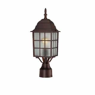 100W Adams Outdoor Post w/ Frosted Glass, Rustic Bronze