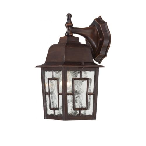Nuvo 100W 12-in Banyan LED Outdoor Wall Lantern w/ Clear Water Glass, 1 Light, Rustic Bronze