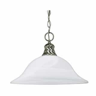 Nuvo 100W 16-in Hanging Pendant Fixture w/ Alabaster Glass, 1 Light, Brushed Nickel