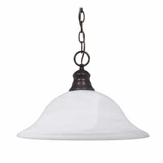 100W 16-in Hanging Pendant Fixture w/ Alabaster Glass, 1 Light, Old Bronze