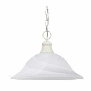 100W 16-in Hanging Pendant Fixture w/ Alabaster Glass, 1 light, Textured White