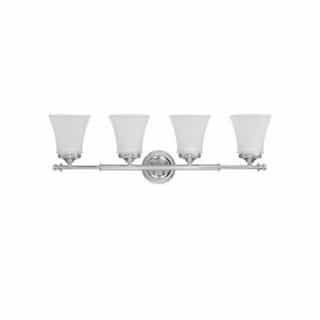 100W Teller Series Vanity Light w/ Frosted Glass, 4 Lights, Polished Chrome