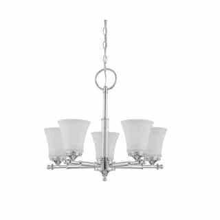 Nuvo 60W Teller Series Chandelier w/ Frosted Etched Glass, 5 Lights, Polished Chrome