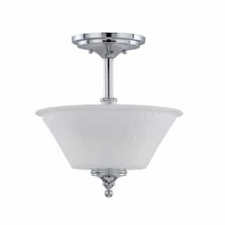 60W Teller Series Semi Flush Ceiling Light w/ Frosted Glass, 2 Lights, Polished Chrome