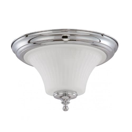 60W Teller LED Flush Dome Light w/ Frosted Etched Glass, 2 Light, Polished Chrome