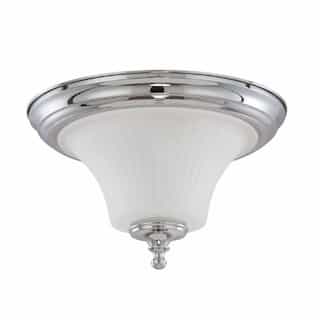 60W Teller LED Flush Dome Light w/ Frosted Etched Glass, 2 Light, Polished Chrome