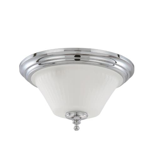 60W Teller Series Flush Mount Ceiling Light w/ Frosted Glass, 3 Lights, Polished Chrome