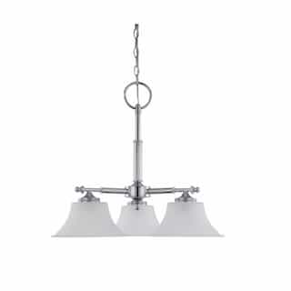 100W Teller Series Pendant Light w/ Frosted Etched Glass, 3 Lights, Polished Chrome