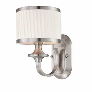 60W Candice Series Vanity Light w/ Pleated White Shade, Brushed Nickel