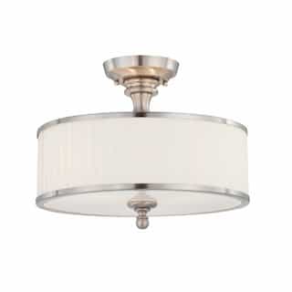 Nuvo 60W Candice Series Semi Flush Ceiling Light w/ White Shade, Brushed Nickel