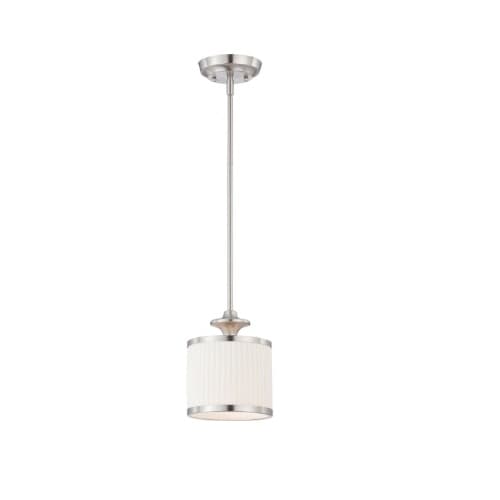 Nuvo 60W Candice Series Mini Pendant Light w/ Pleated White Shade, Brushed Nickel