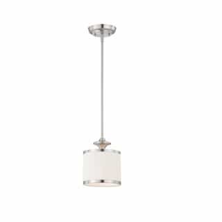 Nuvo 60W Candice Series Mini Pendant Light w/ Pleated White Shade, Brushed Nickel