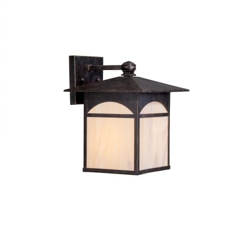 9" 100W Canyon Series Wall Lantern w/ Honey Stained Glass, Umber Bronze