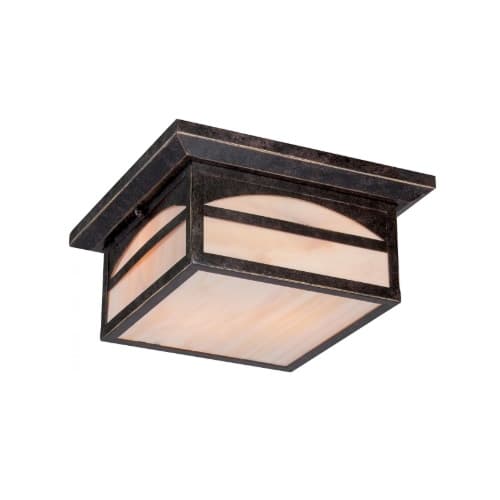 60W Canyon Series Flush Mount Ceiling Light w/ Honey Stained Glass, Umber Bronze