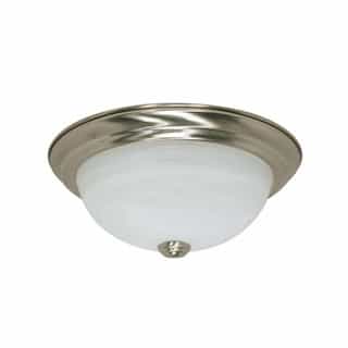 Satco 11-in 60W LED Flush Mount Fixture w/ Alabaster Glass, 2-Light, Brushed Nickel