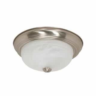 Nuvo 13" 60W Flush Mount Ceiling Light w/ Alabaster Glass, 2 Lights, Brushed Nickel