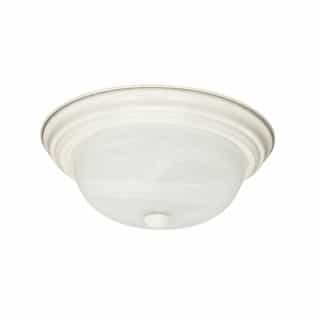 Nuvo 11" 60W Flush Mount Ceiling Light w/ Alabaster Glass, 2 Lights, Textured White