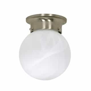 6" 60W Flush Mount Ceiling Light w/ Alabaster Glass, Brushed Nickel