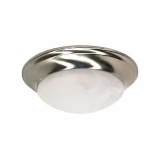 60W Flush Twist & Lock w/ Alabaster Glass, 1 Light, Brushed Nickel