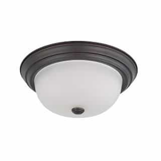 Nuvo 13" 60W Flush Mount Ceiling Light w/ Frosted White Glass, 2 Lights, Mahogany Bronze