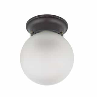 6" 60W Flush Mount Ceiling Light w/ Frosted White Glass, Mahogany Bronze
