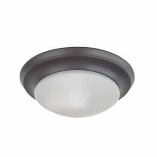 Satco 12-in 60W Flush Mount Fixture w/ Frosted White Glass, 1-Light, Mahogany Bronze