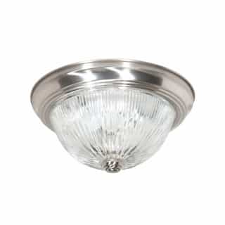 Nuvo 13" 60W Flush Mount Ceiling Light w/ Clear Ribbed Glass, 2 Lights, Brushed Nickel