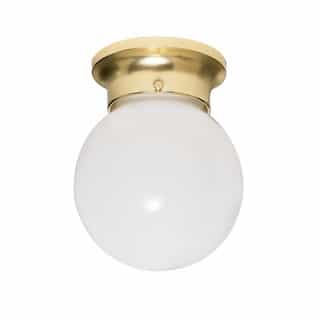 Nuvo 6" 60W Flush Mount Ceiling Light w/ White Ball, Polished Brass