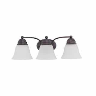 Nuvo 21-in 100W Empire Vanity Fixture w/ Frosted White Glass, 3-Light, Mahogany Bronze