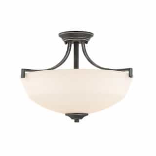 Nuvo 100W Chester Series Semi Flush Ceiling Light w/ White Glass, Iron Black & Brushed Nickel