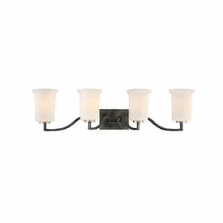 Nuvo 100W Chester Series Vanity Light w/ White Glass, 4 Lights, Iron Black & Brushed Nickel