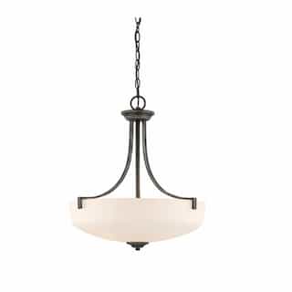 Nuvo 100W Chester Series Pendant Light w/ White Glass, 3 Lights, Iron Black & Brushed Nickel
