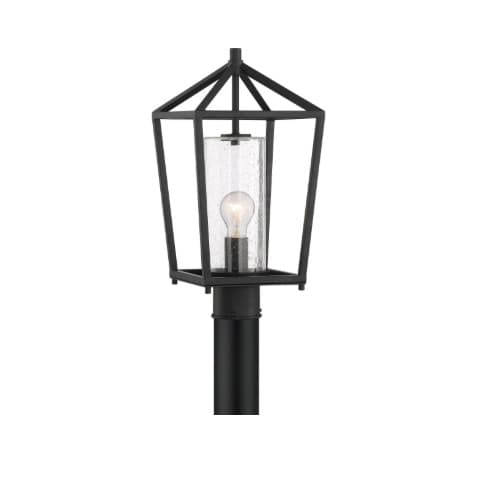 60W Hopewell Series Post Light w/ Clear Seeded Glass, Matte Black