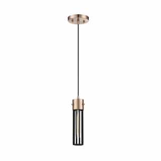 60W Eaves LED Pendant Fixture w/ Matte Black Cage, 1 Light, Copper Brushed Brass