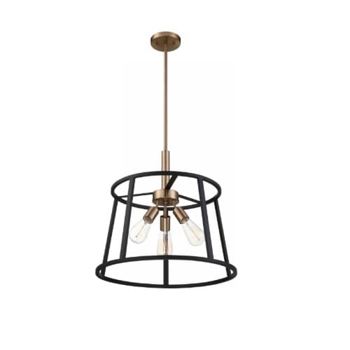 60W Chassis Series Pendant Light, 3 Lights, Copper Brushed Brass & Matte Black