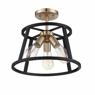 Nuvo 60W Chassis Series Semi Flush Mount Ceiling Light, Copper Brushed Brass & Matte Black