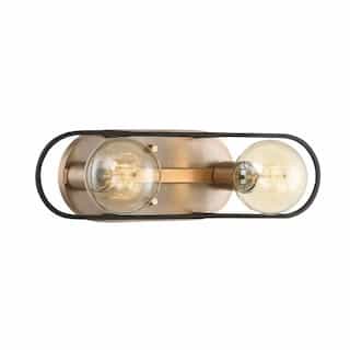 Nuvo 60W Chassis LED Vanity Fixture w/ Matte Black Frame, 2 Light, Copper Brushed Brass
