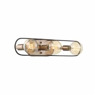 Nuvo 60W Chassis Series Vanity Light, 3 Lights, Brushed Brass & Matte Black