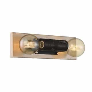 Nuvo 60W Passage LED Vanity Fixture w/ Black Mesh, 2 light, Copper Brushed Brass