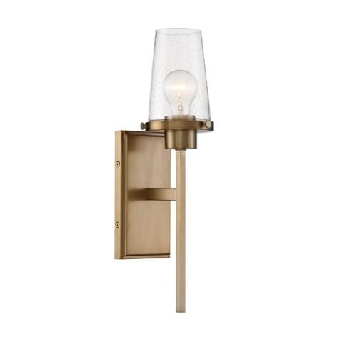 100W Rector Series Wall Sconce w/ Clear Glass, Burnished Brass