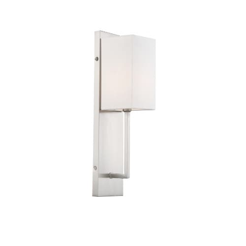 60W Vesey Series Wall Sconce w/ White Linen Shade, Brushed Nickel